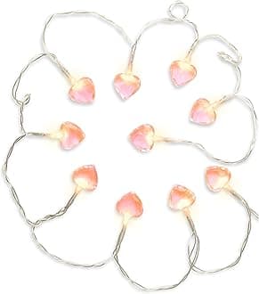 iscreamiscream 10 Light Pretty Pink Hearts 65" Long Battery Operated Light String