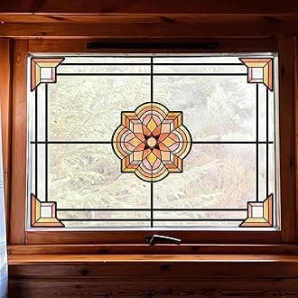 Window Stickers, ‌Stained Glass Window Privacy Film, UV Blocking Static Cling for Home Kitchen Office Bathroom, Spessart, 11.87" X 15.7"