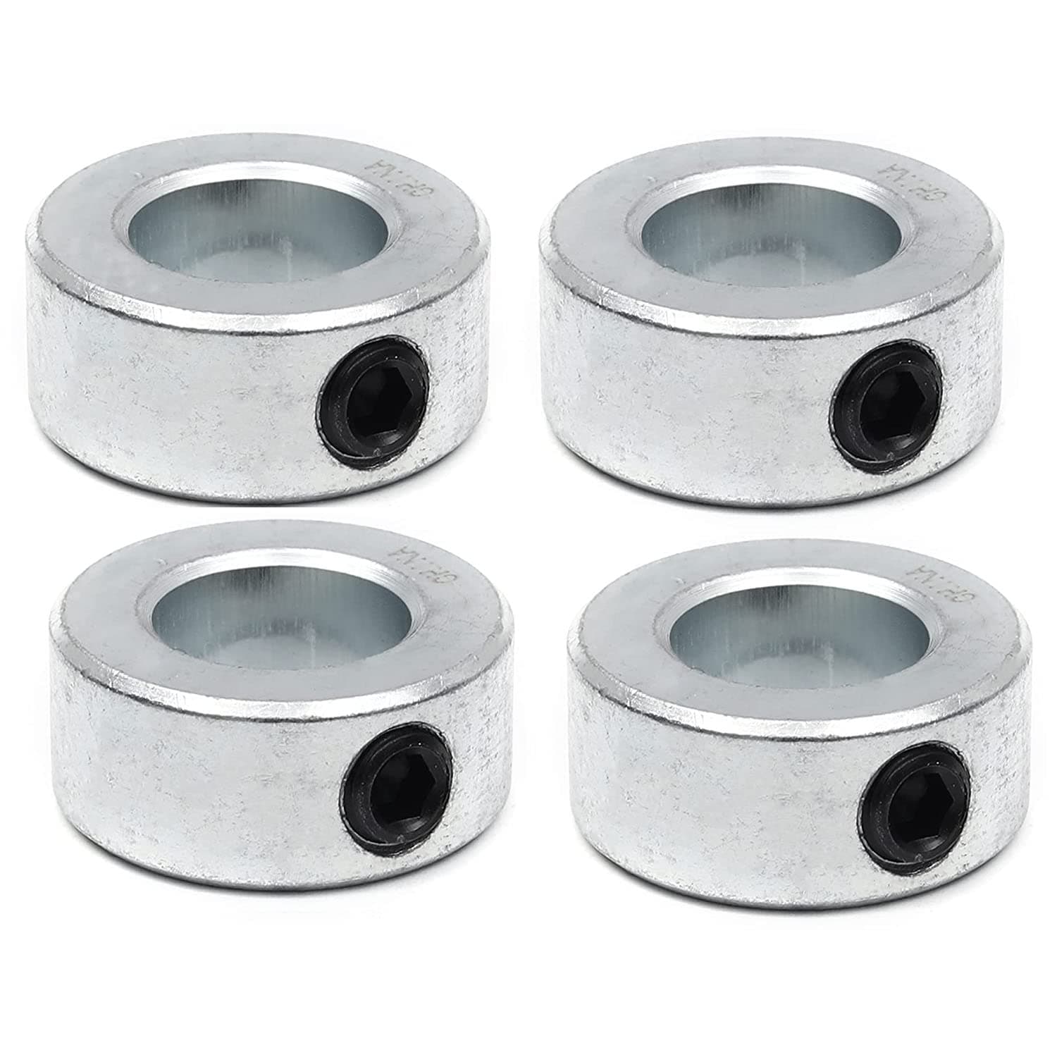 (4-Pack) 3/4” Bore Solid Steel Shaft Collars with Zinc Plated Coating - Durable Shaft Collars Suitable for Machinery and Industrial Use