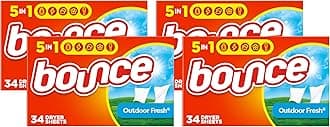 Bounce Fabric Softener Dryer Sheets, Outdoor Fresh Scent, 34 Count (Pack of 4)