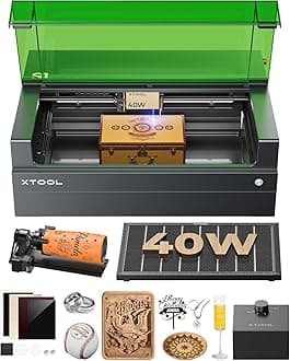 – xTool S1 40W Laser Cutter and Laser Engraver for Tumblers, 23.93" x 15.16" Bed Size, 600mm/s Speed, Laser Engraving Machine, Laser Engraver for Wood and Metal, Glass, Big Project