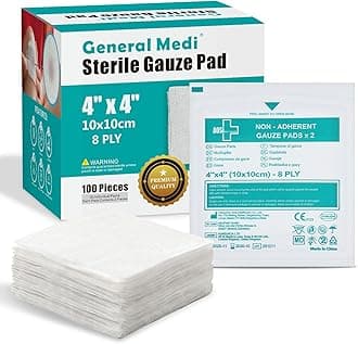 General Medi Sterile Gauze Pads – 4" x 4" Individually Wrapped Medical Gauze Pads for Cleaning and Cushioning Minor Wounds, Cuts & Burns Wound Care Product (50 Packs, 100 Pieces Total)