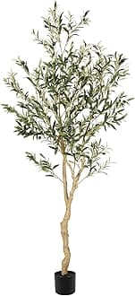 Realead 6ft Faux Olive Tree, Tall Olive Tree Plants, Fake Potted Olive Silk Tree, Artificial Olive Trees for Modern Home Office Living Room Floor Decor Indoor