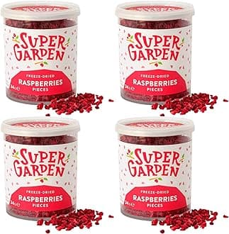 Super Garden Freeze Dried Raspberry Pieces - Flavourful, Nutritious Raspberry – No Gluten, Preservatives or Added Sugar – Vegan Snack - Space, Astronaut Food - Gift Set (4 pack)