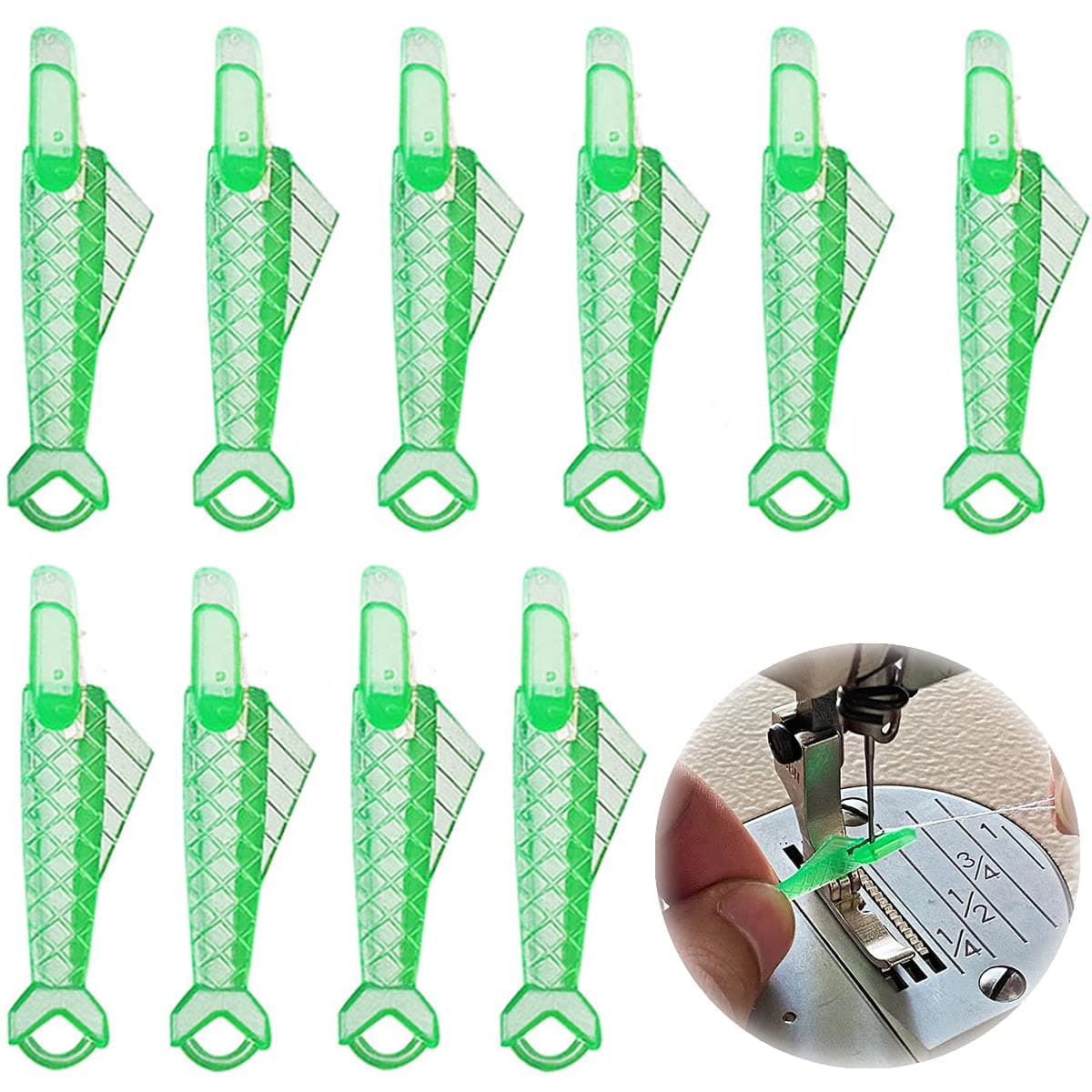 10 Pcs Sewing Machine Needle Threaders, Fish Type Needle Threader, Quick Sewing Machine Loop Needle Threaders Tool, Automatic Sewing Needle Threader