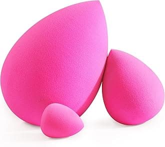BEAKEY Makeup Sponge Set of 3, Rose Pink Tap Beauty Sponges, Large Makeup Sponge & Mini Makeup Sponge, Cruelty-free & Latex-free Beauty Sponge