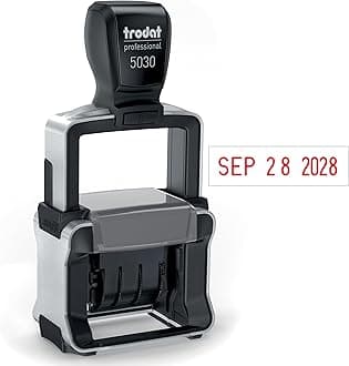 Trodat 5030 Professional 4.0 Date Only Stamp, Self Inking, Impression Size 1-5/8” x 3/8”, Red Ink