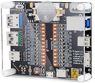 USB Cable Data Line Test Board Checker With Acrylic Case Charging Card Type-C Micro A B