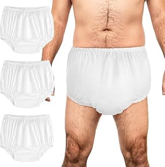 3 Pcs Cloth Diaper Covers for Adult Incontinence Underwear Cover Noiseless Leak-Protection Rubber Pant Washable Reusable Plastic Diaper Cover for Disabled Elderly Postpartum(White,XL)