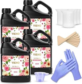 UV Resin 2000g -Bulk Upgraded Crystal Clear Hard UV Fast Curing Epoxy Resin Supplies for Craft Jewelry Making with Sticks, Gloves and Measuring Cups
