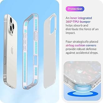 LONLI Hue Case for iPhone 16 Pro Max - [360° Shock-Absorbent Bumper] - [Cute and Unique Phone Cover for Girls and Women] - White Pearl Tort
