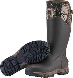 HISEA Rubber Rain Boots for Men, Waterproof Insulated Neoprene Hunting Boots, Durable Anti-Slip Outdoor Mud Boots for Hunting Gardening Farming Fishing Yard Working, Adjustable Calf