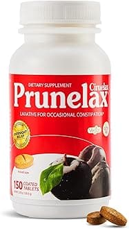 Prunelax Natural Laxative Regular Strength Tablets – Safe, Gentle, Predictable Overnight Relief with Prune & Senna Leaf Extracts, 8-12 Hr Fast-Acting, 150ct