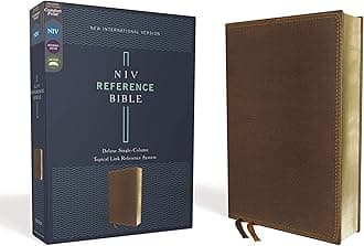NIV, Reference Bible, Deluxe Single-Column (A Bible with 100,000 Cross-References), Leathersoft, Brown, Comfort Print