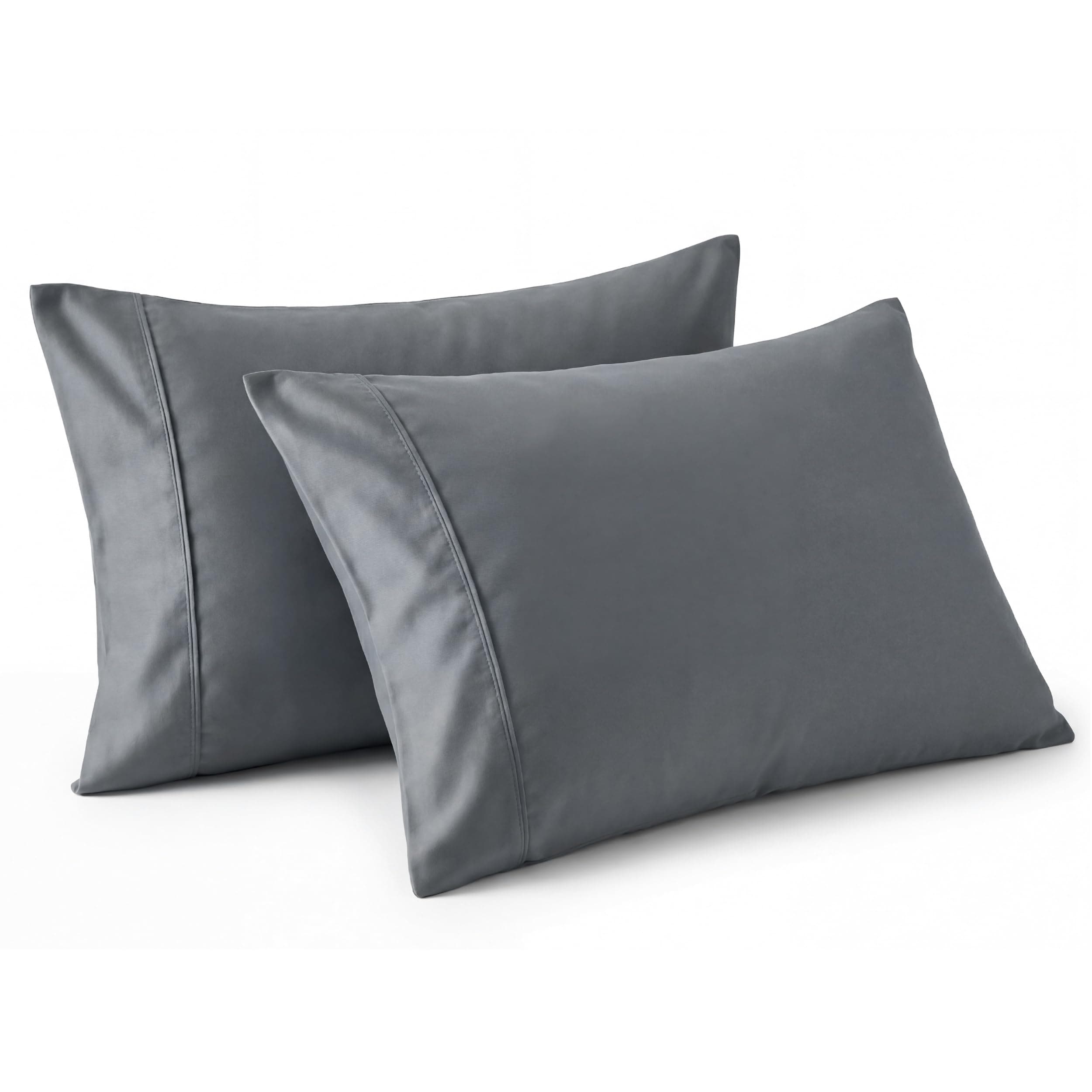 Bedsure Pillow Cases 2 Pack - Brushed Microfiber Pillowcases with Envelope Closure, 50x75 cm Pillow Covers for Hair and Skin, Pillowcase Standard Size Set of 2, Gifts for Women, Dark Grey