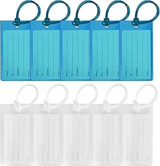 Sodsay 10 Pack Luggage Tags Suitcases Plastic Travel Bag & Baggage ID Label Tags Travel Essentials