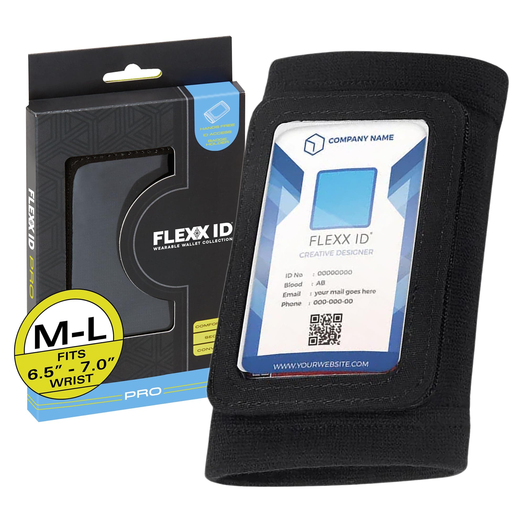 FLEXX ID PRO Secure RFID-Enabled Clear Window Badge Holder Wallet with Velcro Pocket - Quick Hands-Free Access for Secured Areas - Ideal for Work, Gym, Travel and More - Black