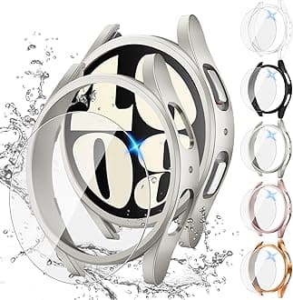 Tensea [5+5Pack for Samsung Galaxy Watch 6 Screen Protector Case 40mm Accessories, Hard PC Bumper/HD Anti-Fog Tempered Glass Protective Film, Face Cover Set, Galaxy Watch 6 Case for Women Men