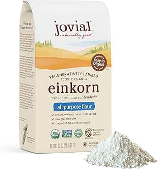 Jovial Einkorn Baking Flour | 100% Organic Einkorn All Purpose Flour | High Protein | Non-GMO | USDA Certified Organic | Delicious Taste | Product of Italy | 32 oz