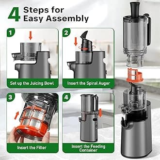Cold Press Juicer, Chew Juicer with 5.4" Wide Feed Chute 350W Slow Juicer Machines for Whole Vegetables and Fruits, Extractor Machine