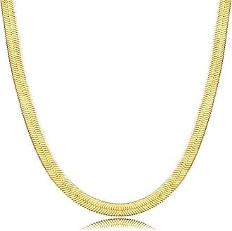 14K Gold Filled Chain Necklace for Women Dainty Gold Herringbone Choker Necklaces for Women Thin Chunky Thick Layered Paperclip Rope Snake Chain Necklaces for Teen Girl Gifts