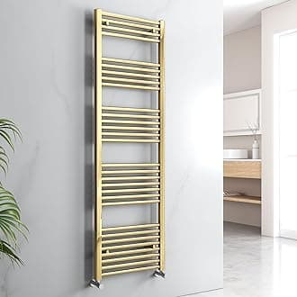 EMKETowel Rail Radiator Gold, Heated Towel Rail for Bathrooms 1600 x 500mm, Modern Straight Towel Radiator Versatile Wall/Floor Mounted Bathroom Radiators