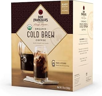 Don Francisco's Organic Cold Brew Coffee Pitcher Packs, 8 Count – Easy At-Home Prep – Smooth, Rich, Chocolate Notes – Medium-Dark Roast, 100% Arabica – Makes 4 Pitchers (24 Servings)
