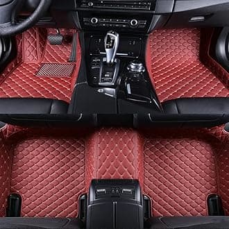 Custom Car Mat Fit for 98.99% Car Models Waterproof Full Coverage All Weather Protection Leather Car Floor Mats (Wine red)