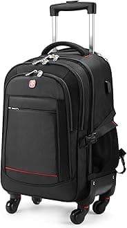 star cloud 4-Wheel Checked Rolling Backpacvel Laptop Backpack for Business, Water-Resistant Luggage, Backpack with Wheels for Commuting