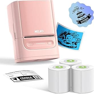 Nelko Label Maker Machine with Tape, PM220 Bluetooth Label Printer, 2 Inch Portable Thermal Printer for Small Business, Logo, Clothing, Sticker Printer for Phones & PC, with 3 Labels, Pink