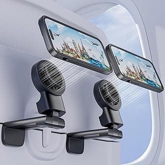 MiiKARE Airplane Travel Essentials Magnetic Phone Holder Universal Handsfree Phone Mount for Flying with 360 Degree Rotation, Travel Must Haves Phone Stand for Desk, Tray Table, Black&Black