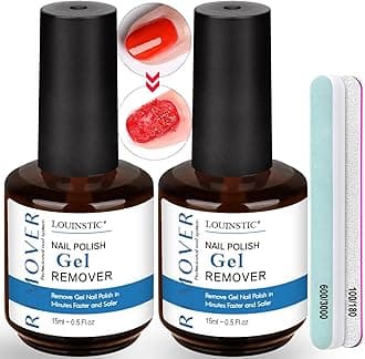 LOUINSTIC Gel Nail Polish Remover-2pcs Gel Polish Remover Kit with 100/180 & 600/3000 Grit Nail Files,2-5 Minutes Quick & Easy Gel Nail Polish Removal at Home, No Irritation,No Need to Soak or Wrap