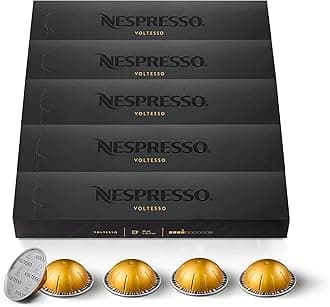 Vertuo – Bundle of 50 Voltesso Coffee Capsules – Intensity 4 – For Espresso 40 ml – (5 Packs of 10)