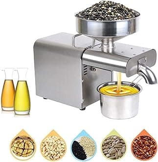 1500W Automatic Oil Press Machine Cold Hot Nuts Oil Expeller Commercial&Home Stainless Steel Oil Extractor with Industrial Class Motor for Coconut Castor Olive Peanuts
