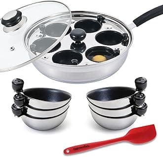 Eggssentials Poached Egg Maker Stainless Steel Egg Poacher Pan Food Grade Safe PFOA Free with Spatula