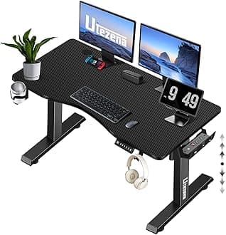 Standing Desk Electric Height Adjustable, 140x60cm Sit Stand Desk with One-Piece Board, Memory Preset, 90KG Heavy Duty Home Office Computer Table with Cable Management