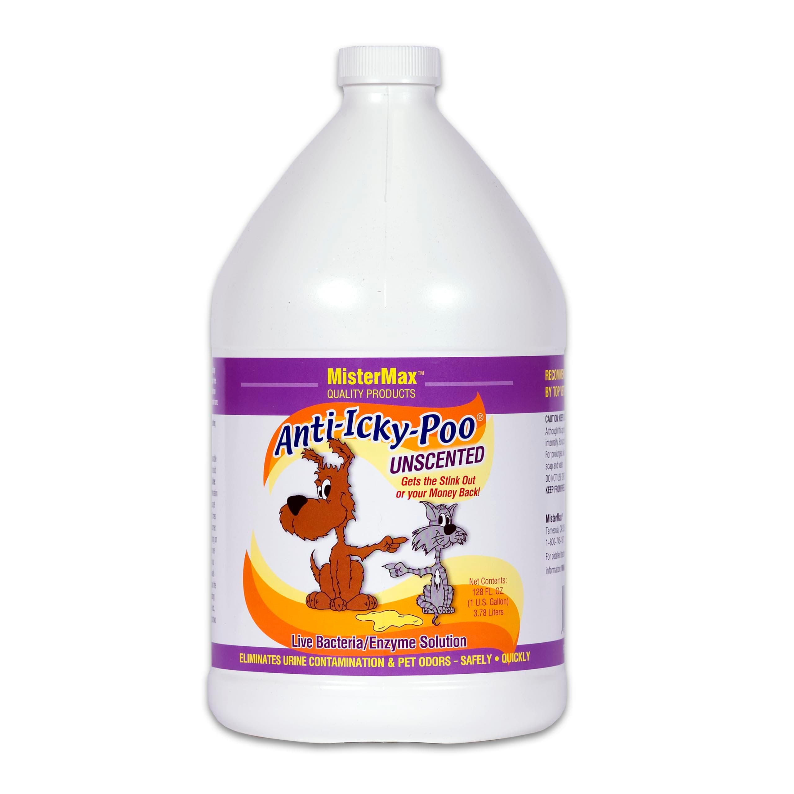 Anti Icky Poo Pet Urine Enzyme Cleaner & Feces Odor Remover, Enzymatic Cleaner for Dog & Cat Urine, Pet Odor Remover Spray, 1 Gallon (Unscented)
