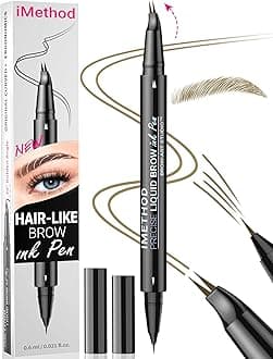 Curved Eyebrow Pen - Eyebrow Pencil, Brow Pencil 2-in-1 Dual-Ended Microblading Eyebrow Pen with Micro-Fork-Tip and Precise Brush-Tip Create Natural Hair-Like Brows, Last All-Day, Light Brown