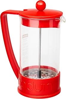 Bodum 34oz Brazil French Press Coffee Maker, High-Heat Borosilicate Glass, Red - Made in Portugal