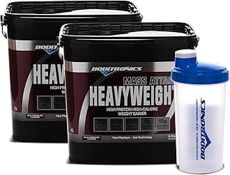 Boditronics Mass Attack Heavyweight Mass Gainer Powder with Free Shaker, High Protein and High Calorie Weight Gainer Protein Powder with 5g Creatine, BCAA, Glutamine and Beta Alanine(Milk Chocolate)