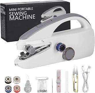 Sewing Machine, Handheld Sewing Machine for Beginners, Two Speed Adjustment, Easy to Use and Fast Stitch Suitable for Clothes,Fabrics, DIY Home Travel (Grey)
