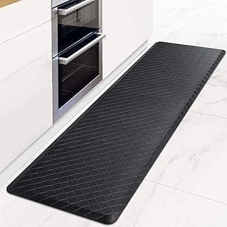 HappyTrends Kitchen Mat Cushioned Anti-Fatigue Floor Mat,17.3"x60",Thick Waterproof Non-Slip Heavy Duty Ergonomic Comfort Rug for Kitchen,Floor,Office,Sink,Laundry,Black