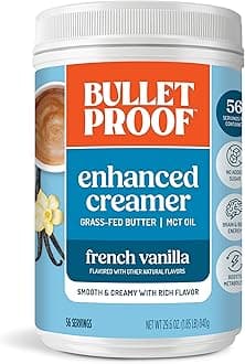 Bulletproof French Vanilla Creamer, 29.6 Ounces, Keto Coffee Creamer with MCT Oil and Grass-Fed Butter, Value Offering