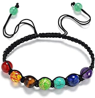 Shining Diva Fashion Spiritual 8mm Lava Rock Beads with 7 Chakra Evil Eye Stylish Unisex Bracelet