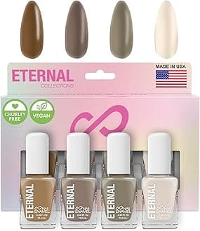 Eternal Brown Nail Polish Set for Women (BEACH WALK) - Beige Nail Polish Set for Girls - Long Lasting & Quick Dry Nail Polish Kit for Home DIY Manicure & Pedicure - Made in USA, 13.5mL (Set of 4)
