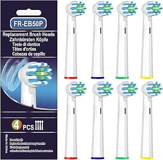 Replacement Toothbrush Heads Compatible with Braun Oral B Pro 1000/7000/9600/5000/3000/8000, Genius X and Smart 1500 Electric Toothbrush, 8 Pcs Accurate Cleaning Brush Heads (White)