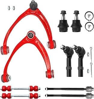 Front End 10pc Suspension Kit for 2007-2013 Chevy Silverado Sierra Yukon Suburban 1500 Avalanche Tahoe Escalade EXT ESV, Upper Control Arm Lower Ball Joints Tie Rods Sway Bars Replacement(10pc)