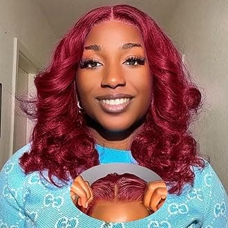 99j Burgundy Wear And Go Glueless Body Wave 5x5 Bob Wig Human Hair 200% Density 5x5 Hd Lace Closure Wigs Glueless Bob Wigs For Black Women Burgundy Human Hair Wig 14 Inch