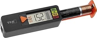 TFA Dostmann BatteryCheck 98.1126.01 Battery Tester for Batteries and Batteries (AAA, AA, C, D), Button Cell, Block Battery, Charging Status/Volt Display, Quick and Easy