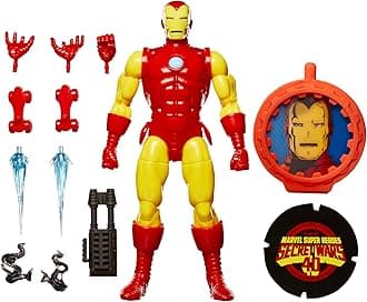 Marvel Legends Series Iron Man, Avengers Retro Marvel Comics Secret Wars Collectible 6 Inch Action Figure with Shield